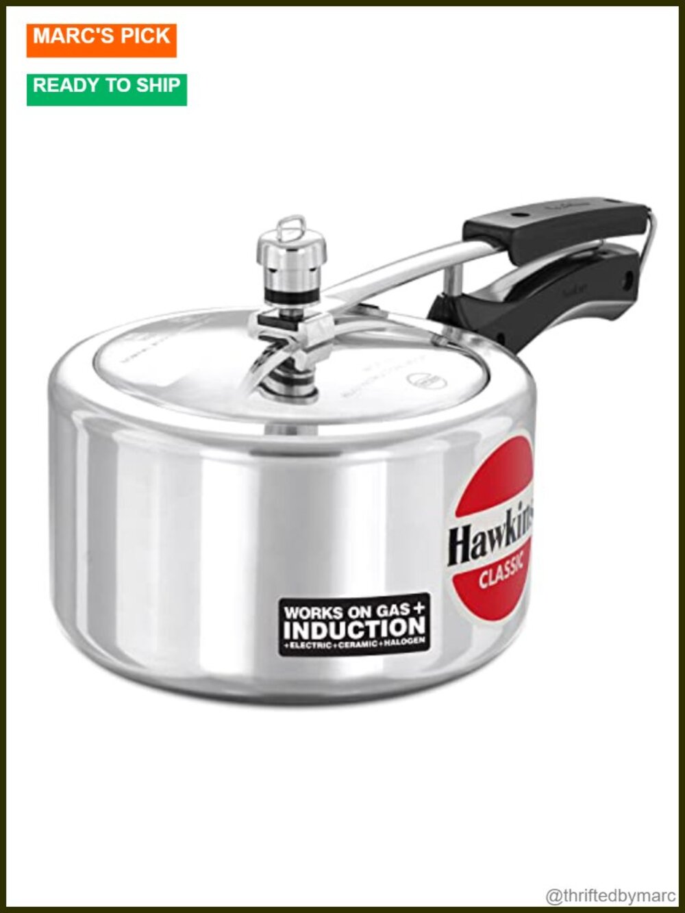 Hawkins Classic Inner Lid Aluminium Pressure Cooker 3L Induction